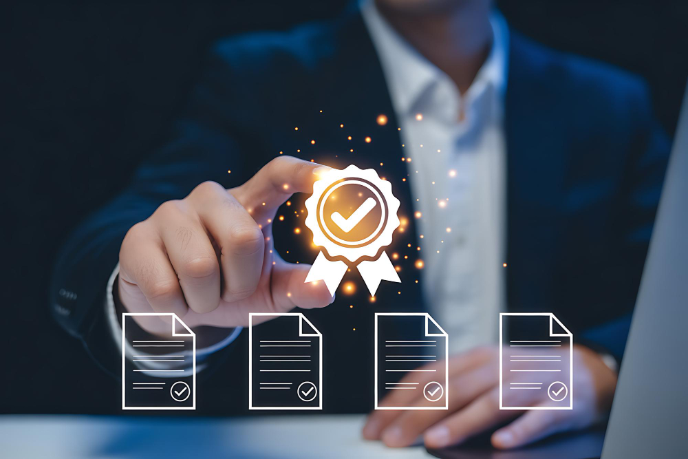 Profissional verificando certificações oficiais de transporte – conformidade 5S Logística
